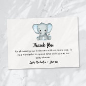 Kleine pinda Blue Elephant Baby shower Bedankkaart