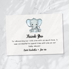 Kleine pinda Blue Elephant Baby shower Bedankkaart