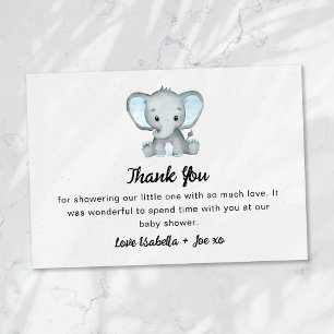 Kleine pinda Blue Elephant Baby shower Bedankkaart