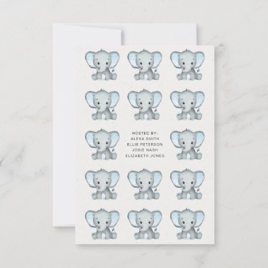 Kleine pinda Blue Elephant Baby shower Kaart (Achterkant)
