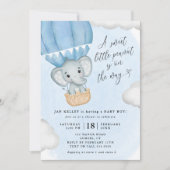 Kleine pinda Blue Elephant Baby shower Kaart (Voorkant)