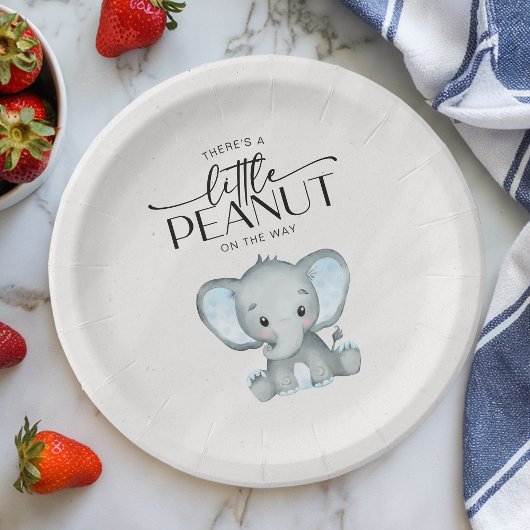 Kleine pinda Blue Elephant Baby shower Papieren Bordje