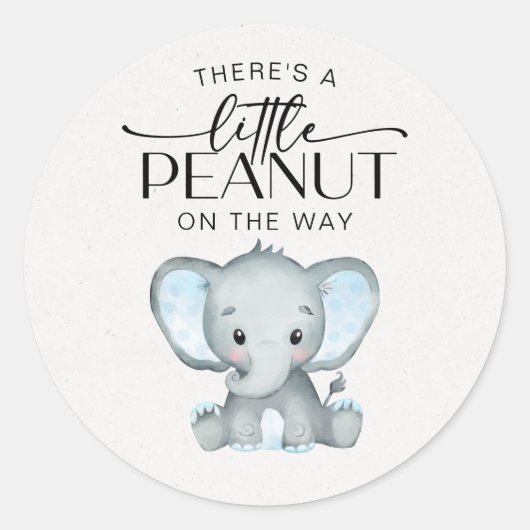 Kleine pinda Blue Elephant Baby shower Ronde Sticker (Voorkant)