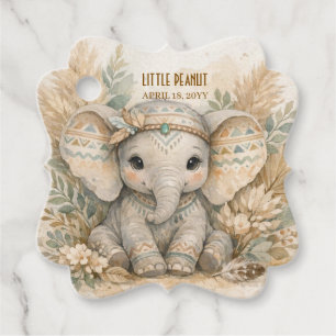 Kleine Pinda Boho Safari Olifant Jongen Baby Showe Bedankjes Labels