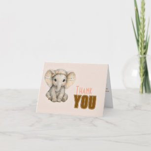 Kleine Pinda Boho Safari Olifant Jongen Baby Showe Bedankkaart