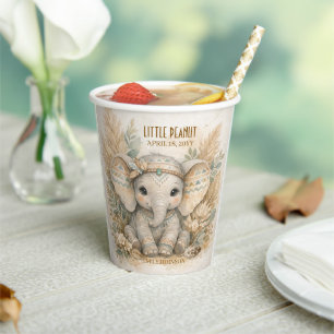 Kleine Pinda Boho Safari Olifant Jongen Baby Showe Papieren Bekers