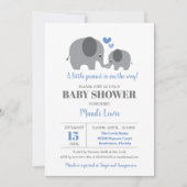 Kleine pinda Elephant Blue Boy Baby shower Kaart (Voorkant)