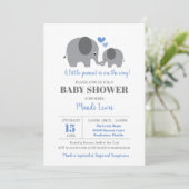 Kleine pinda Elephant Blue Boy Baby shower Kaart (Staand voorkant)