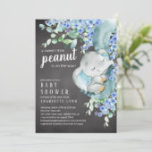 Kleine pinda Elephant Boys Baby shower Kaart (Staand voorkant)