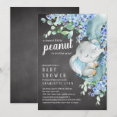 Kleine pinda Elephant Boys Baby shower Kaart (Voorkant / Achterkant)