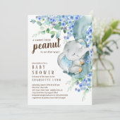 Kleine pinda Elephant Boys Baby shower Kaart (Staand voorkant)