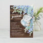 Kleine pinda Elephant Boys Baby shower Kaart (Staand voorkant)