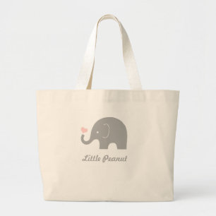 Kleine pinda Elephant Canvas tas, roze hart Grote Tote Bag