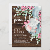 Kleine pinda Elephant Girls Baby shower Kaart (Voorkant)