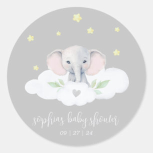 Kleine Pinda Genderneutraal Baby shower Olifant Ronde Sticker