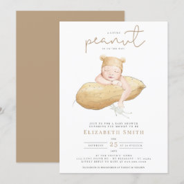 Kleine pinda Genderneutrale Waterverf Baby Showe Kaart