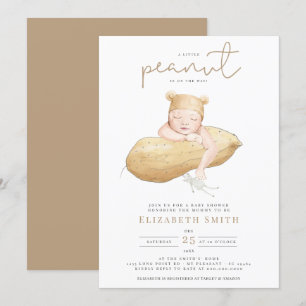 Kleine pinda Genderneutrale Waterverf Baby Showe Kaart