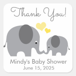 Kleine Pinda Mammoet & Baby Olifant Shower Favor Vierkante Sticker