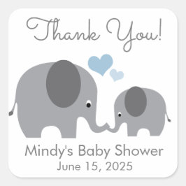 Kleine Pinda Mammoetje & Baby Olifant Shower Favor Vierkante Sticker