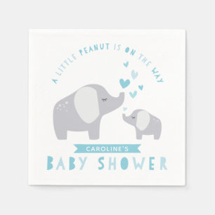 Kleine pinda-olifant   BABY SHOWER   Blauw Servet