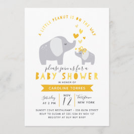 Kleine pinda-olifant | BABY SHOWER | Geel Kaart
