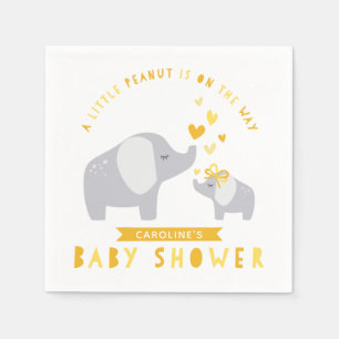 Kleine pinda-olifant BABY SHOWER Geel Servet