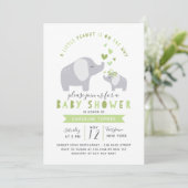 Kleine pinda-olifant | BABY SHOWER | Groen Kaart (Staand voorkant)