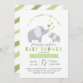 Kleine pinda-olifant | BABY SHOWER | Groen Kaart (Voorkant / Achterkant)