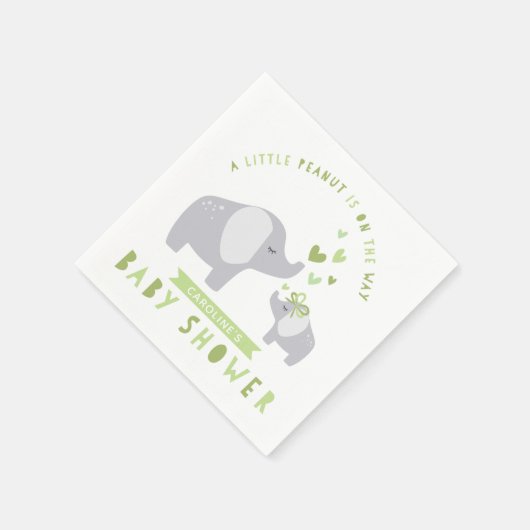 Kleine pinda-olifant | BABY SHOWER | Groen Servet (Hoek)