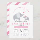 Kleine pinda-olifant | BABY SHOWER | roze Kaart (Voorkant / Achterkant)