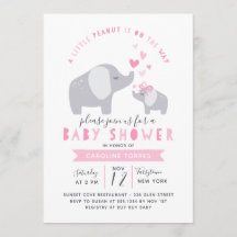 Kleine pinda-olifant | BABY SHOWER | roze