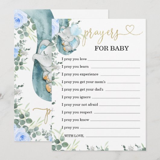 Kleine pinda olifant gebeden voor Baby Kaart (Voorkant / Achterkant)