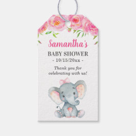 Kleine pinda roze olifant baby meisje douche gunst cadeaulabel