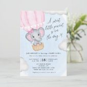 Kleine pinda roze olifant Baby shower Kaart (Staand voorkant)