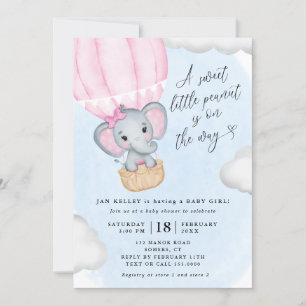 Kleine pinda roze olifant Baby shower Kaart