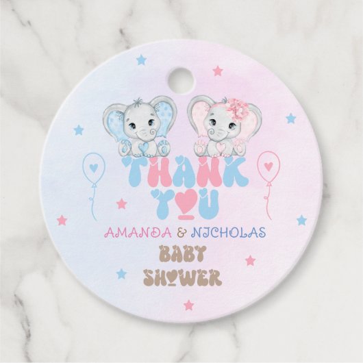 kleine pinda tweeling Roze & Blauw Bedankt Bedankjes Labels (Voorkant)