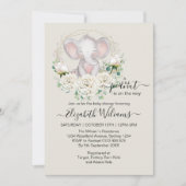 Kleine Pinda Waterverf Bloemenen Olifant  Kaart (Voorkant)