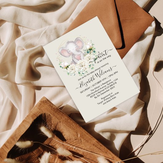 Kleine pinda-waterverf bloemenklefant kaart