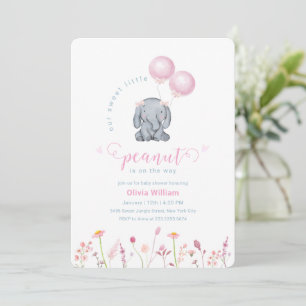 Kleine Pindabloem Ballon Olifant Baby Shower  Kaart
