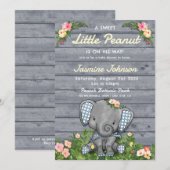 Kleine Pindajongen Olifant Bloemen Rustiek Houten Kaart (Voorkant / Achterkant)