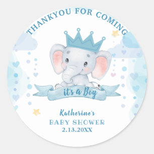 Kleine pindakaas blauwe kroon olifant Boy Baby sho Ronde Sticker