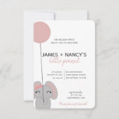 kleine pindakaas meisje BABY SHOWER olifant Uitnod Kaart (Voorkant)