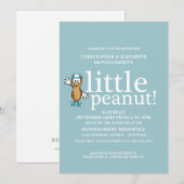 Kleine pinda's (blauw) Baby shower Kaart (Voorkant / Achterkant)