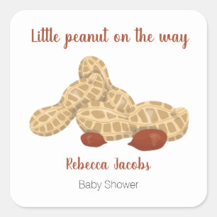 Kleine pinda's op weg naar baby shower vierkante sticker