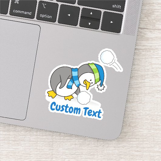Kleine pinguïn die een sneeuw krijgt sticker (Detail)