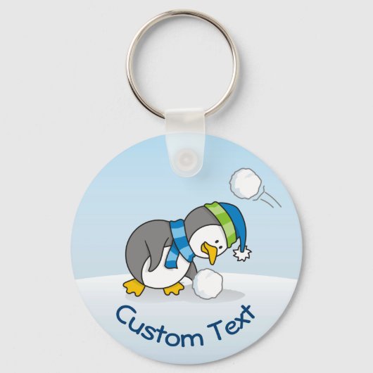 Kleine pinguïn die een sneeuwbalSleutelhanger krij Sleutelhanger (Voorkant)