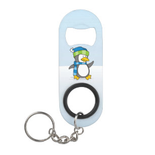 Kleine pinguïn die op een sleutelhanger loopt mini flessenopener