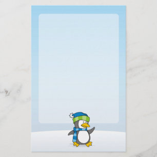 Kleine pinguïn die op sneeuw loopt briefpapier