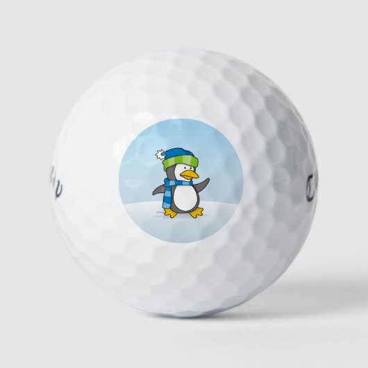 Kleine pinguïn die op sneeuw loopt golfballen (Voorkant)