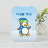 Kleine pinguïn die op sneeuw loopt kaart (Staand voorkant)